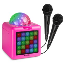 KAR15P ALTAVOZ KARAOKE CON 2 MICRÓFONOS PINK