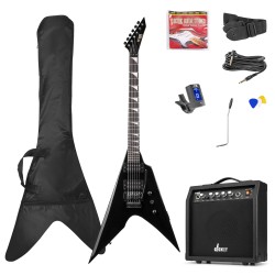 GIGKIT GUITARRA ELÉCTRICA ESTILO ROCK NEGRA