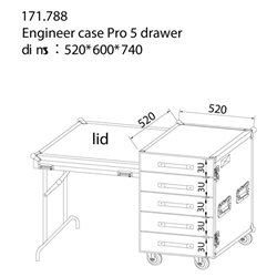 PD-FA6 FLIGHTCASE DE 5 CAJONES 3U + MESA