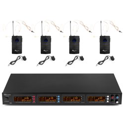 PD504B MICROFONO INALAMBRICO DE 4X 50 CANALES UHF CON 4 MICROFONOS DE CABEZA